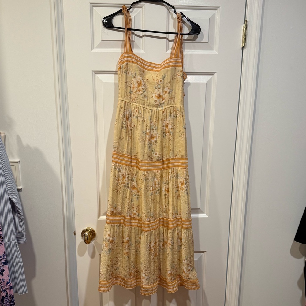 Yellow Floral Tie-Strap Maxi Dress